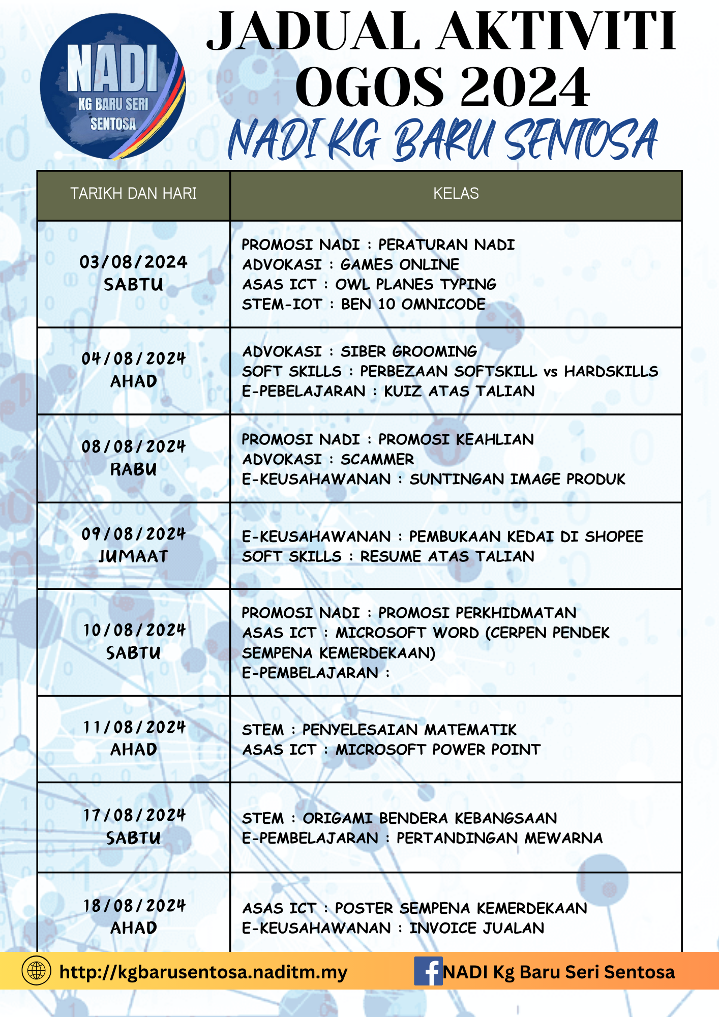 JADUAL OGOS 2024